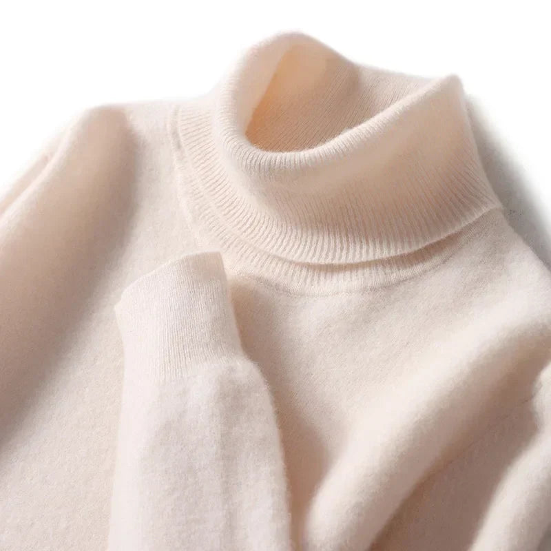 Maglione dolcevita da uomo in pura lana al 100% - Maglione lavorato a maglia sciolto di grandi dimensioni per autunno e inverno