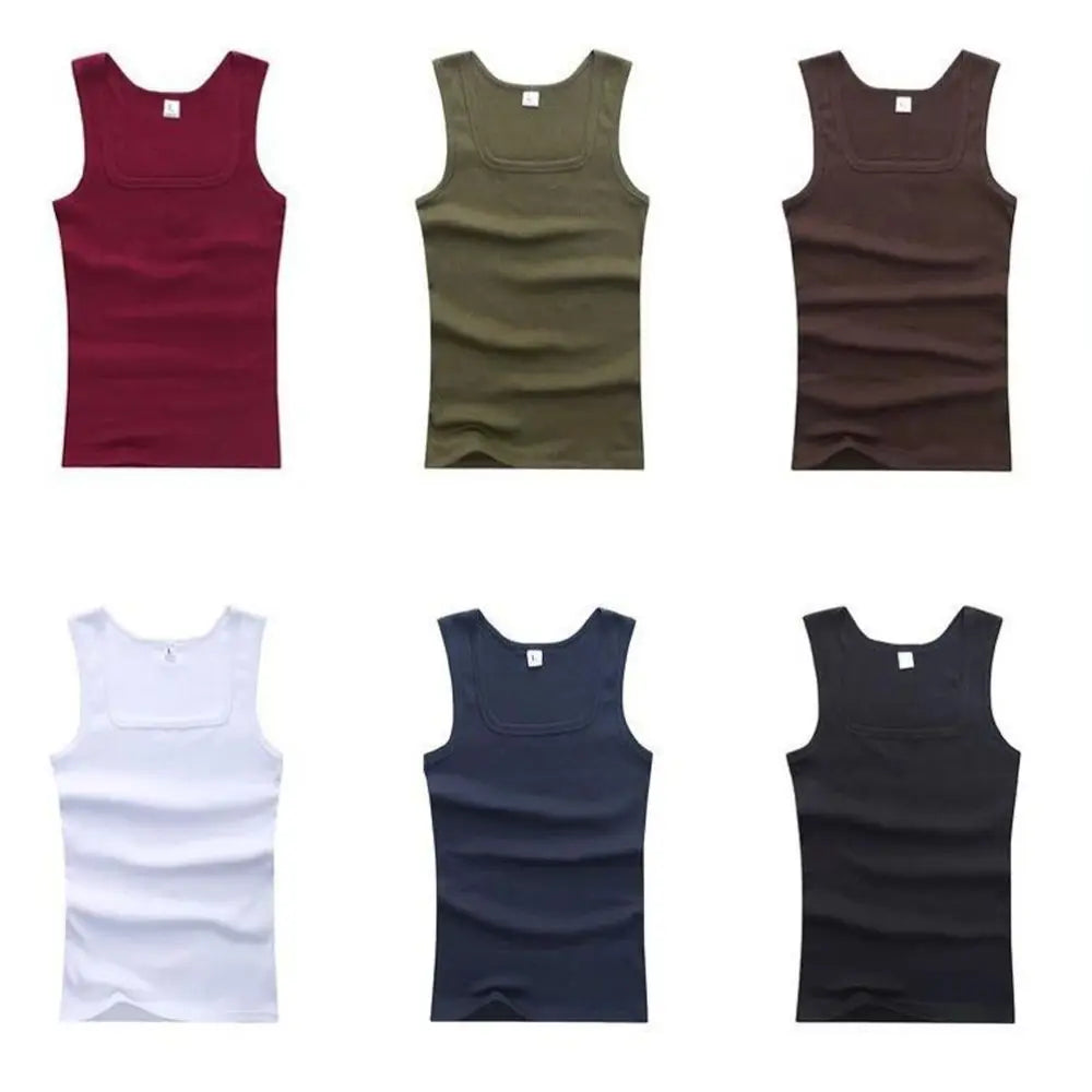 Canotta in cotone traspirante da uomo | collo tagliato, vestibilità casual, gilet in maglia estiva solido