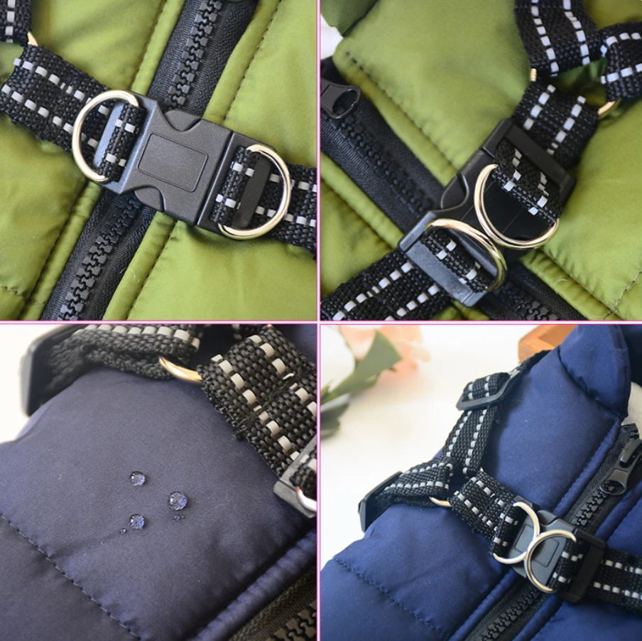 Cappotto per cani impermeabile con cinghie ventrali | Emmaly