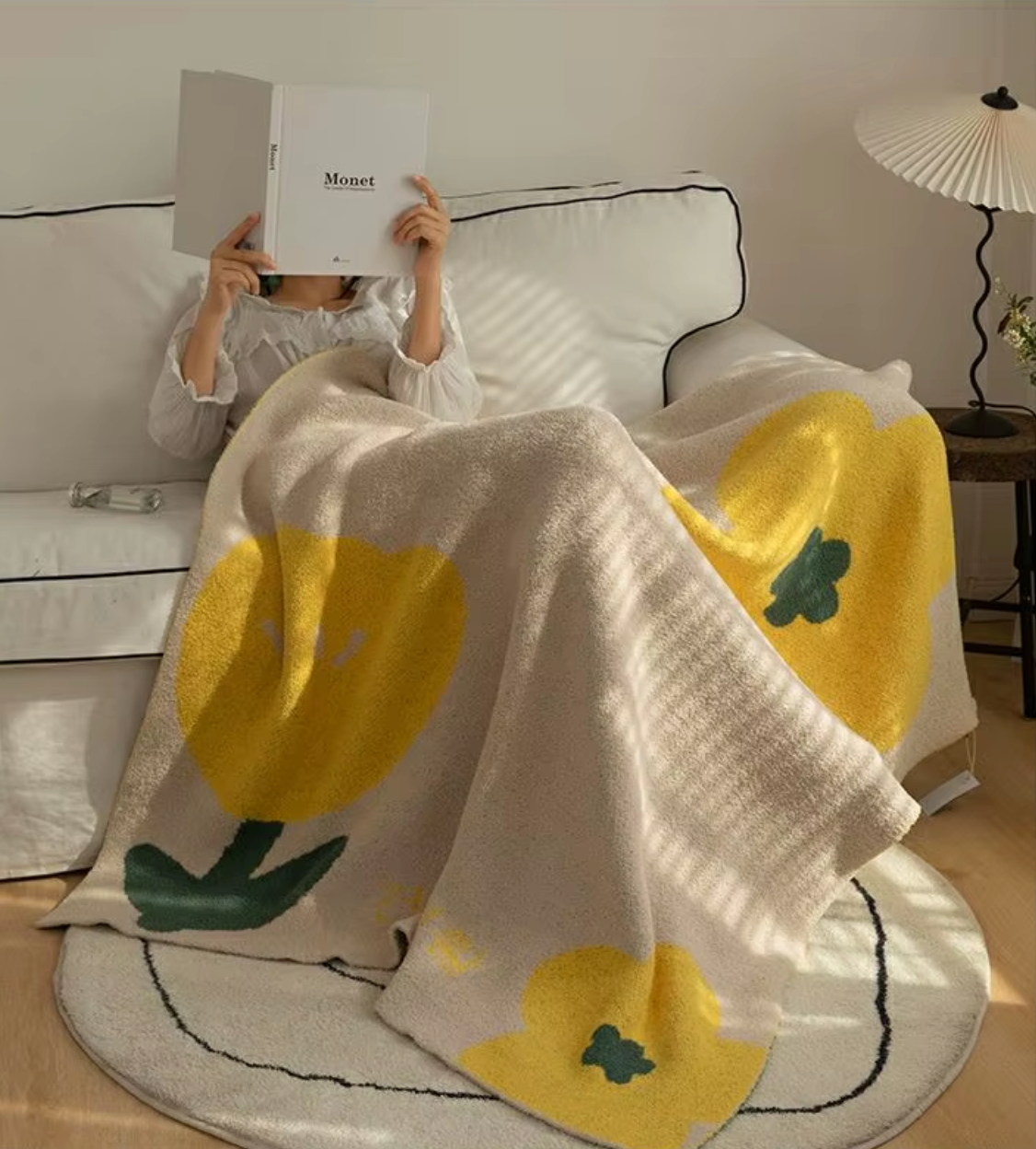 Coperta per divano floreale | Coperta in pile nordico