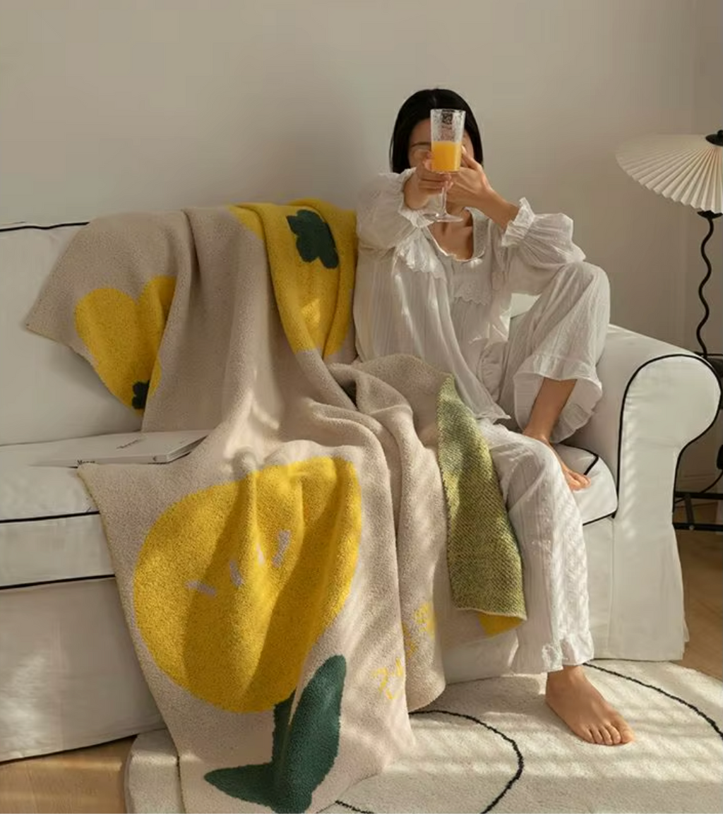 Coperta per divano floreale | Coperta in pile nordico