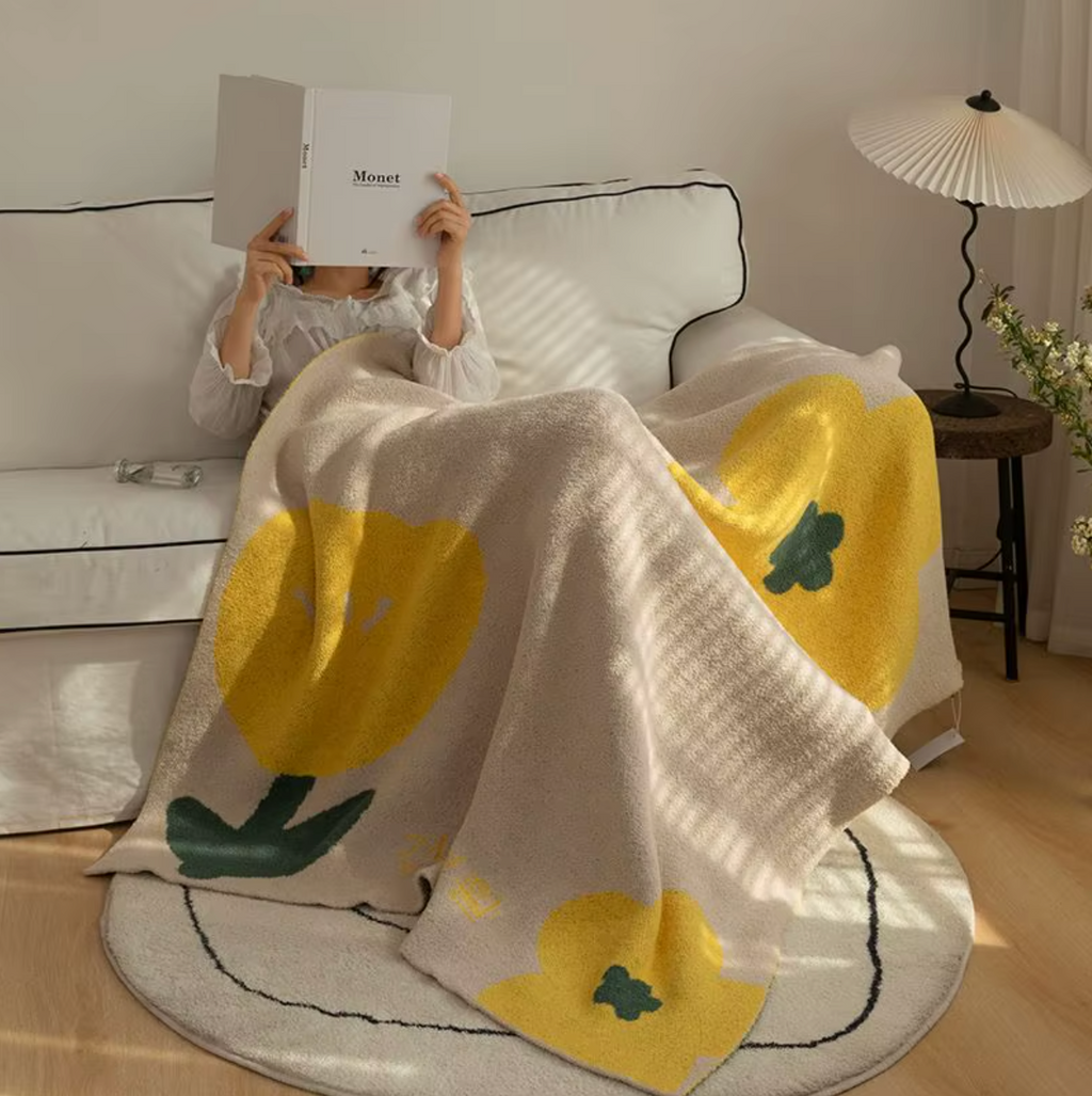 Coperta per divano floreale | Coperta in pile nordico