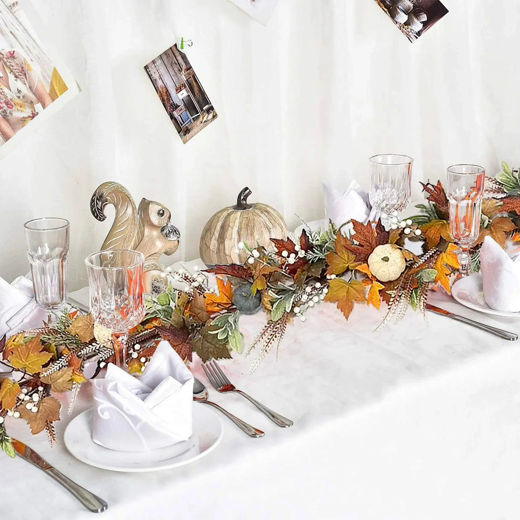 AutumnPumpkin Ghirlanda autunnale con foglie di acero e zucche | Decorazione della porta d'ingresso