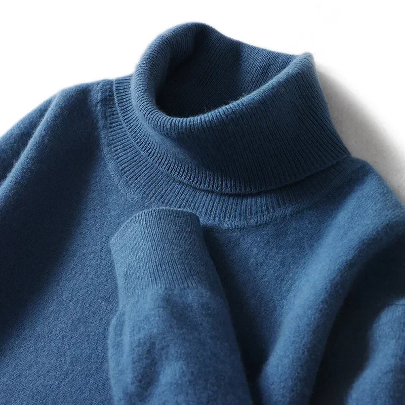 Maglione dolcevita da uomo in pura lana al 100% - Maglione lavorato a maglia sciolto di grandi dimensioni per autunno e inverno