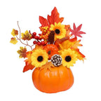 Magia d'autunno | Zucca decorativa con fiori artificiali | 25| 30cm| Decorazioni autunnali e di Halloween