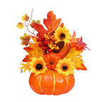 Magia d'autunno | Zucca decorativa con fiori artificiali | 25| 30cm| Decorazioni autunnali e di Halloween