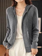 Cardigan/maglione con cerniera e cappuccio in misto lana Lana | Cappotto lavorato a maglia spessa per l'autunno e l'inverno