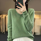 Maglione da donna con scollo a V in lana merino Aurelle, essenziale per tutti i giorni