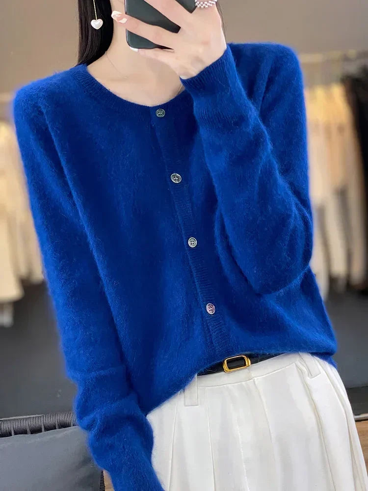 Celine: Maglione/Cardigan Super Caldo | Maglia in Puro Cashmere 100%.