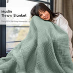 Brezza di cotone | Coperta in mussola 100% cotone | 6 strati, traspirante e leggero | Per divano e letto