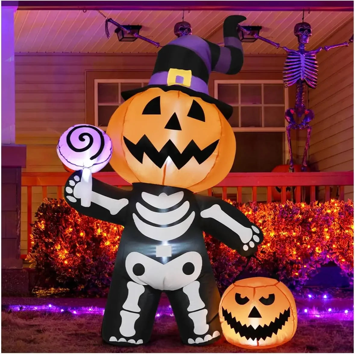 Decorazione da cortile con teschio di zucca gonfiabile da 1,8 m di Halloween 2025