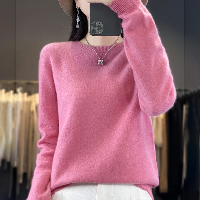 Adriana: Maglia da Donna 100% Lana Merino con scollo a O