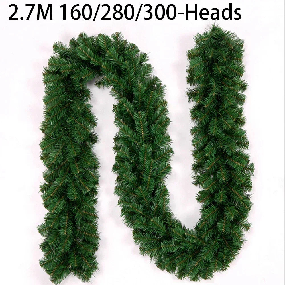Ghirlanda di Natale EverPine | Ghirlanda di abete artificiale da 2,7 m | Rami densi di abete in PVC | Decorazione natalizia per scale, caminetti e finestre