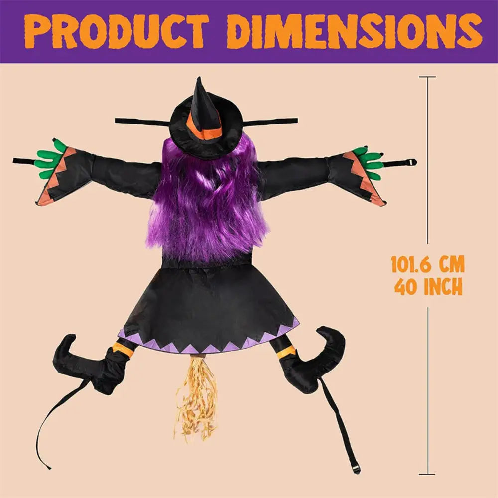 Decorazione dell'albero della strega di Halloween Decorazione in tessuto non tessuto da appendere al cortile esterno Autunno 2025 Display spettrale che si schianta