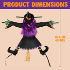 Decorazione dell'albero della strega di Halloween Decorazione in tessuto non tessuto da appendere al cortile esterno Autunno 2025 Display spettrale che si schianta