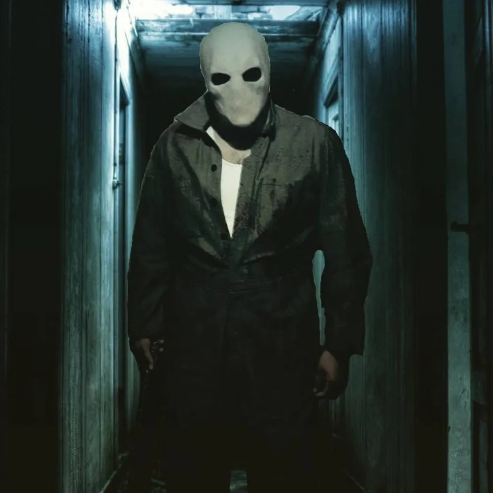 Costume di Halloween horror senza volto in lattice con maschera Slenderman