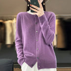 Nalani - Comodo maglione/cardigan in lana merino 100% con dettagli con bottoni