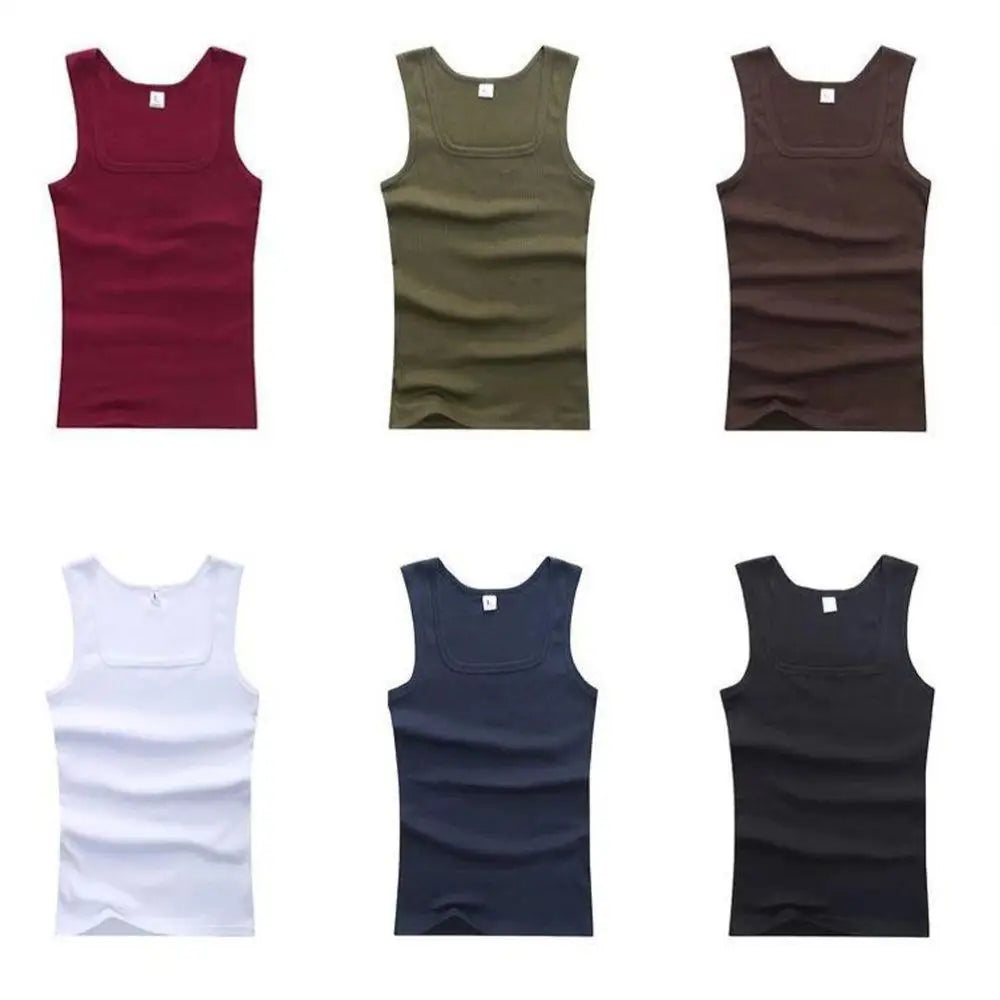 Canotta in cotone traspirante da uomo | collo tagliato, vestibilità casual, gilet in maglia estiva solido