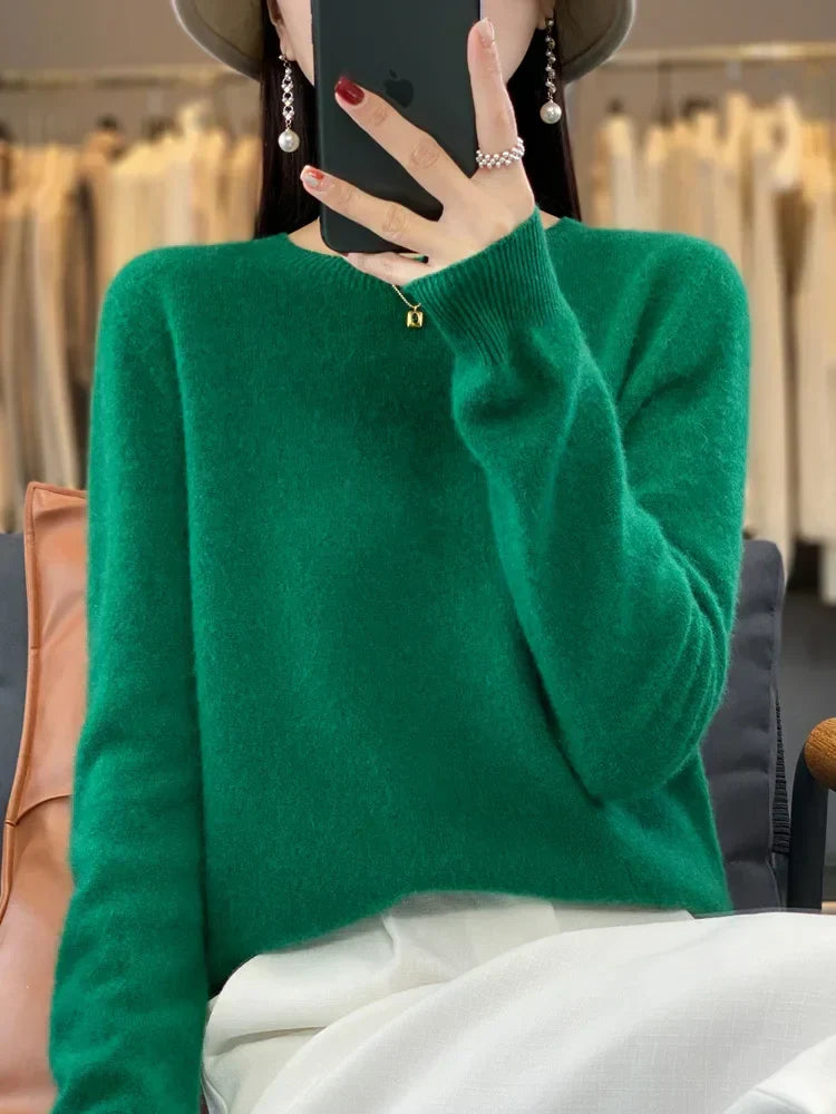 Adriana: Maglia da Donna 100% Lana Merino con scollo a O