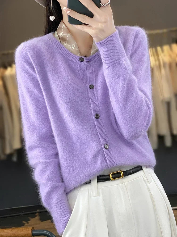 Celine: Maglione/Cardigan Super Caldo | Maglia in Puro Cashmere 100%.