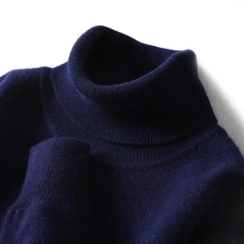 Maglione dolcevita da uomo in pura lana al 100% - Maglione lavorato a maglia sciolto di grandi dimensioni per autunno e inverno