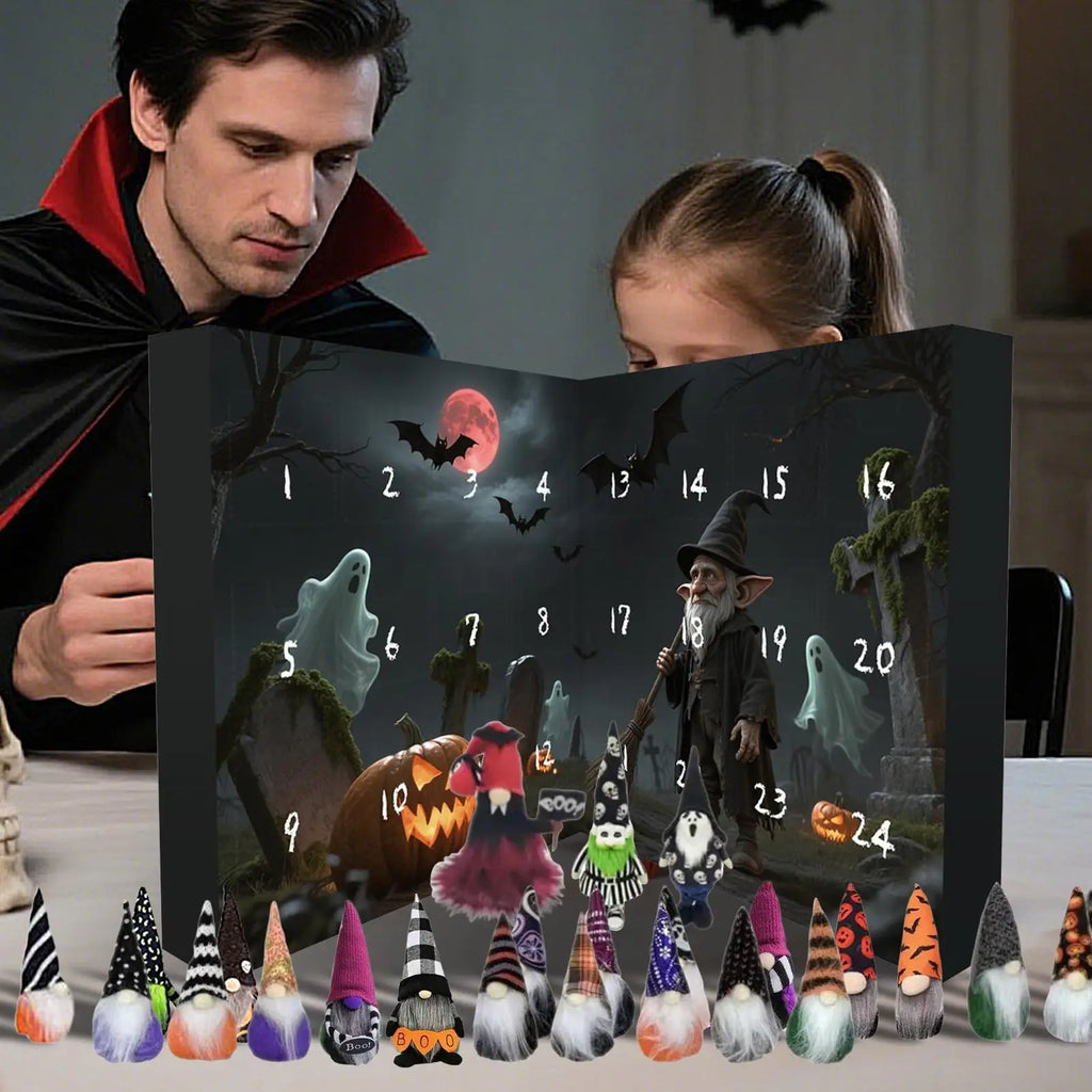 Calendario per il conto alla rovescia degli gnomi di Halloween di 24 giorni | Decorazioni stagionali 2025