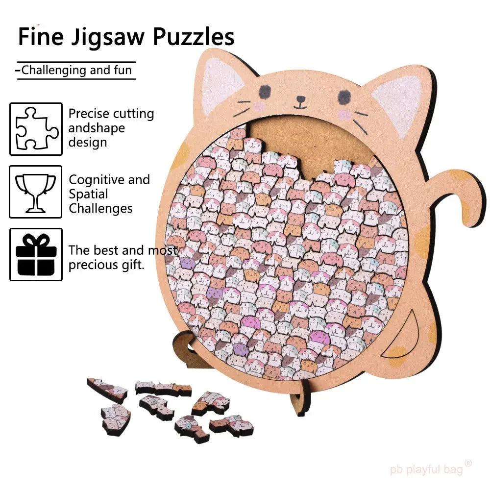 Puzzle artistico in legno Cat Craze in legno
