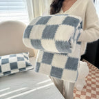 Coperta in pile Pandaluna con motivo a quadri | Morbido e traspirante | Per divano, letto e ufficio | Lavabile in lavatrice | Rosa/Bianco