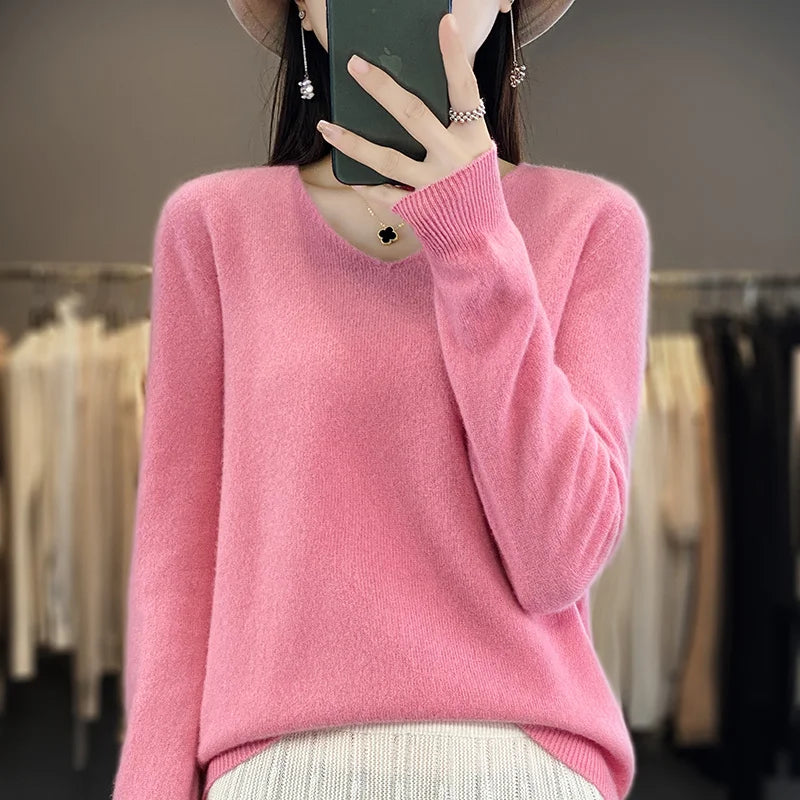 Maglione da donna con scollo a V in lana merino Kirrea Kirrea