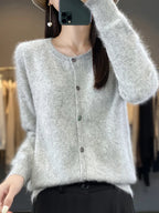 Celine: Maglione/Cardigan Super Caldo | Maglia in Puro Cashmere 100%.