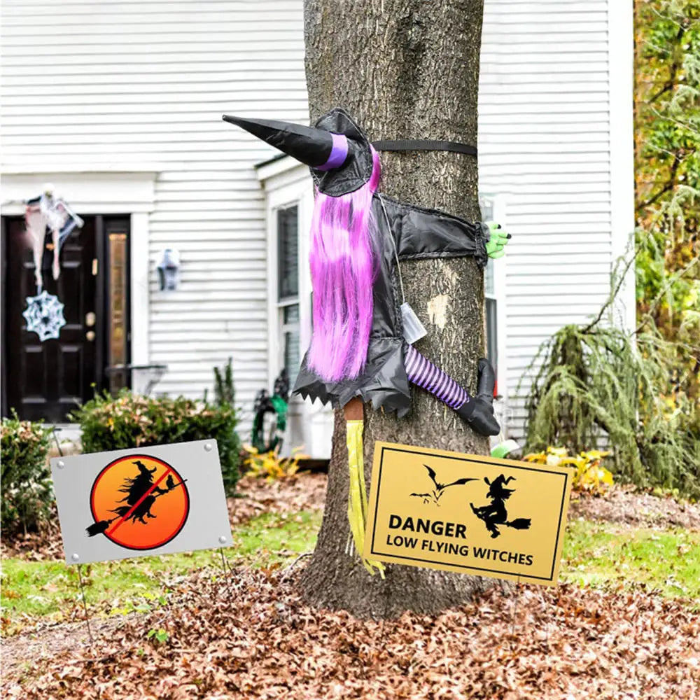 Decorazione dell'albero della strega di Halloween Decorazione in tessuto non tessuto da appendere al cortile esterno Autunno 2025 Display spettrale che si schianta