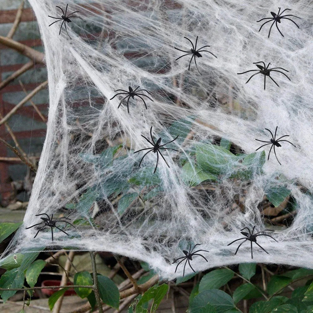 Ragnatela di Halloween con ragni - Decorazione per esterni/interni della casa stregata