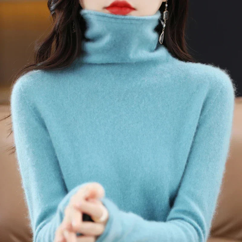 Mathilde: Maglione Pullover Dolcevita in 100% Lana Merino
