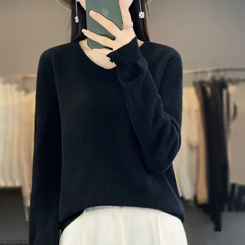 Maglione da donna con scollo a V in lana merino Kirrea Kirrea