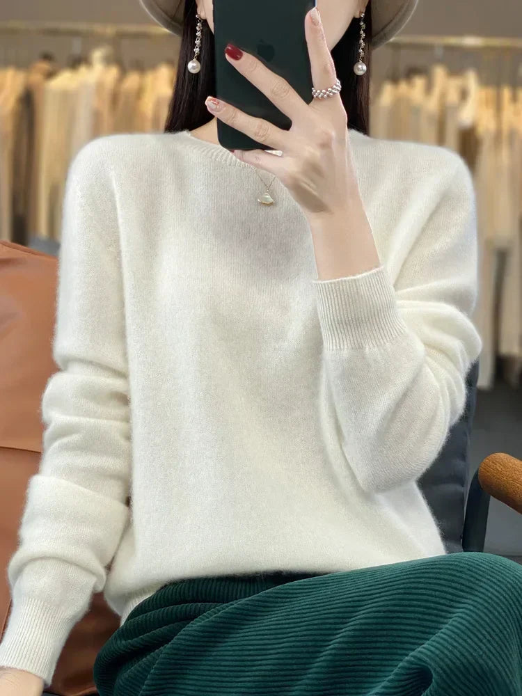 Adriana: Maglia da Donna 100% Lana Merino con scollo a O