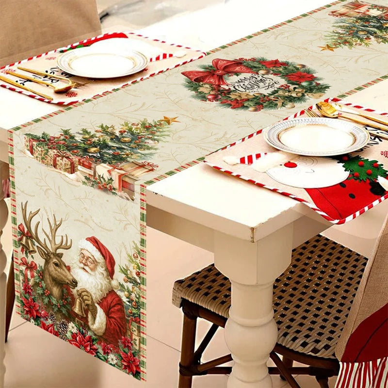 Runner da tavola natalizio Festivia | 180×35cm| Elegante e festoso | Decorazione della tavola per Natale e Capodanno 2025/2026