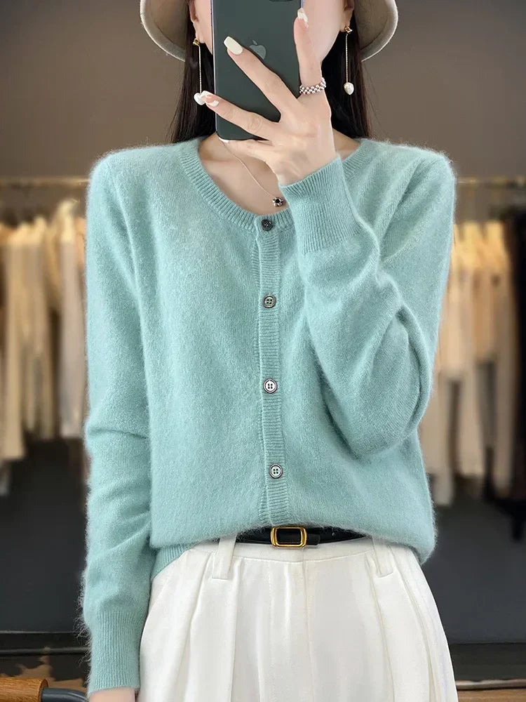 Celine: Maglione/Cardigan Super Caldo | Maglia in Puro Cashmere 100%.