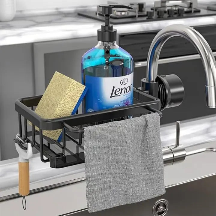 Organizer per rubinetto lavello | in acciaio inox, compatto e pratico