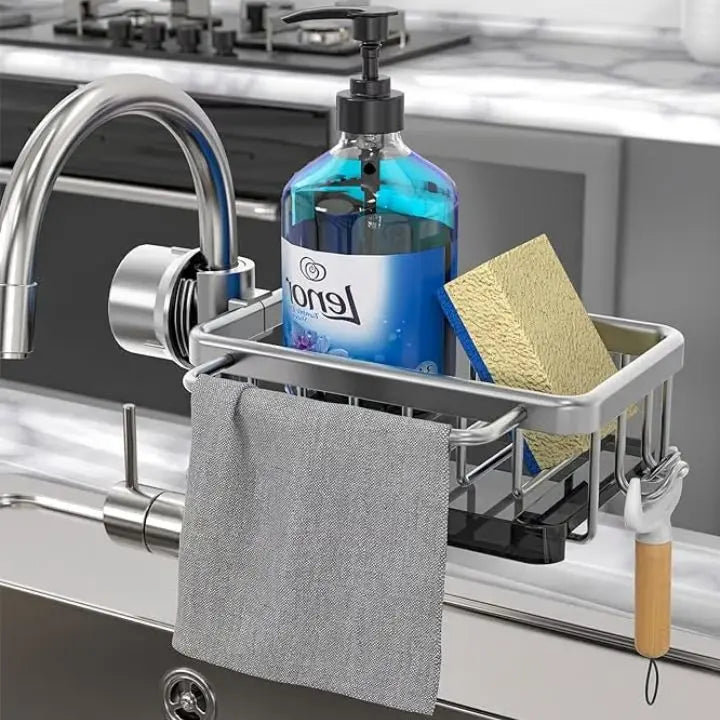 Organizer per rubinetto lavello | in acciaio inox, compatto e pratico