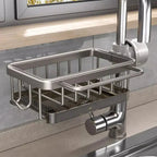 Organizer per rubinetto lavello | in acciaio inox, compatto e pratico