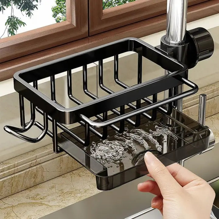 Organizer per rubinetto lavello | in acciaio inox, compatto e pratico