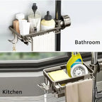 Organizer per rubinetto lavello | in acciaio inox, compatto e pratico