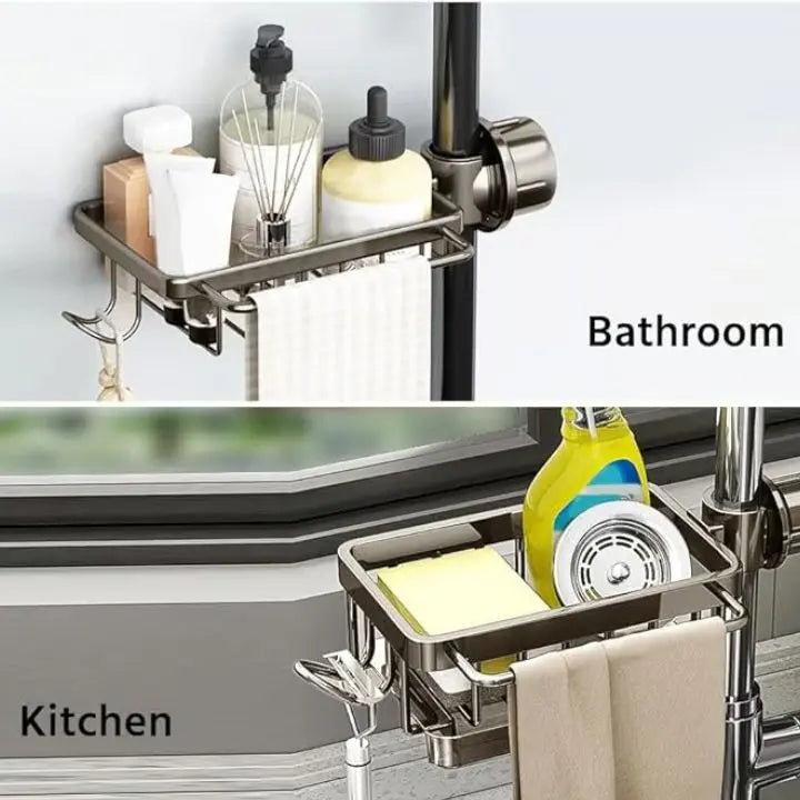 Organizer per rubinetto lavello | in acciaio inox, compatto e pratico