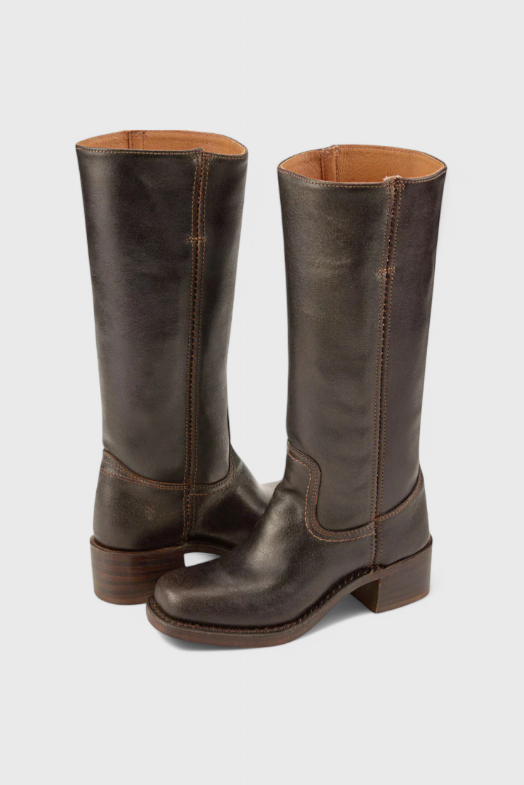 Stivali da donna in pelle al ginocchio con tacco | Elegante e confortevole