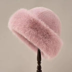 Elegante cappello invernale con fodera in pelliccia