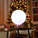Lampada Luna 3D con Base in Legno