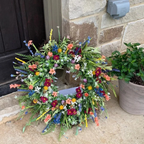 Ghirlanda del Ringraziamento Ghirlanda per porta di fiori di campo di vite con eucalipto