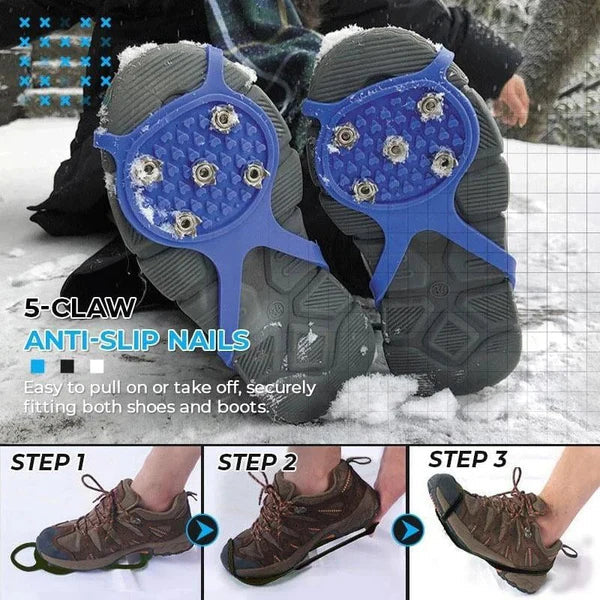 Ramponi per scarponi da trekking, Tacchetti da ghiaccio per scarponi e scarpe, Tacchetti da neve con punte in acciaio, Manopole da ghiaccio per scarpe
