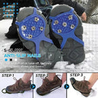 Ramponi per scarponi da trekking, Tacchetti da ghiaccio per scarponi e scarpe, Tacchetti da neve con punte in acciaio, Manopole da ghiaccio per scarpe