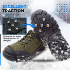 Ramponi per scarponi da trekking, Tacchetti da ghiaccio per scarponi e scarpe, Tacchetti da neve con punte in acciaio, Manopole da ghiaccio per scarpe